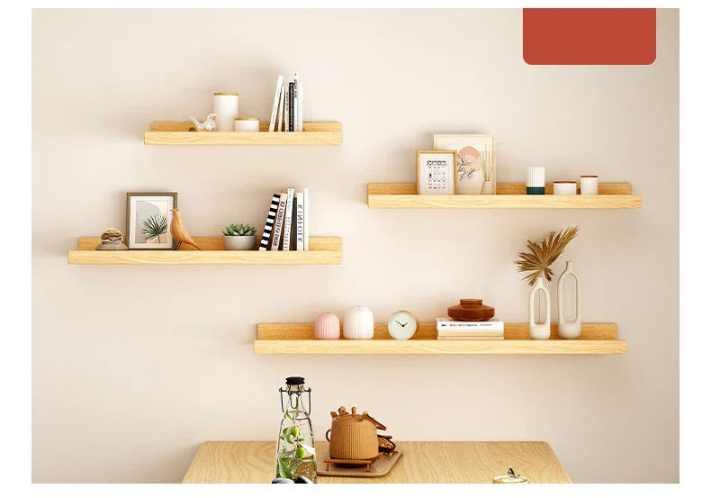 Wooden Floating Shelf Wall Mounted U-shaped Shelf Display Stand For Living Room Bathroom Kitchen Organizer Storage Rack