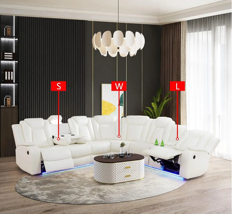 Recliner, Recliner Sofa Sectional Sofa, Air Leather Reclining Corner Sectional Sofa Set, Cup Holder, Storage Console, Sofa