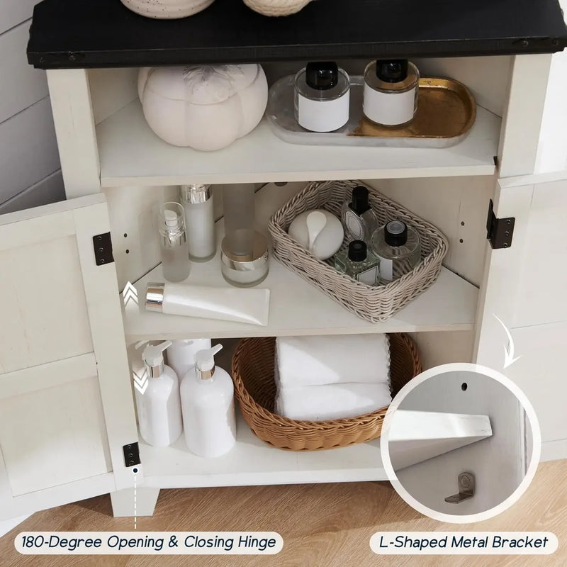 Corner bathroom cabinet with barn door and adjustable shelf, small corner cabinet, kitchen cabinet, bathroom storage cabinet