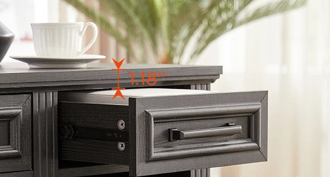JXQTLINGMU Farmhouse 76" Height Computer Office Desk with Hutch Charging Station Drawers Storage Cabinet Workstation Home