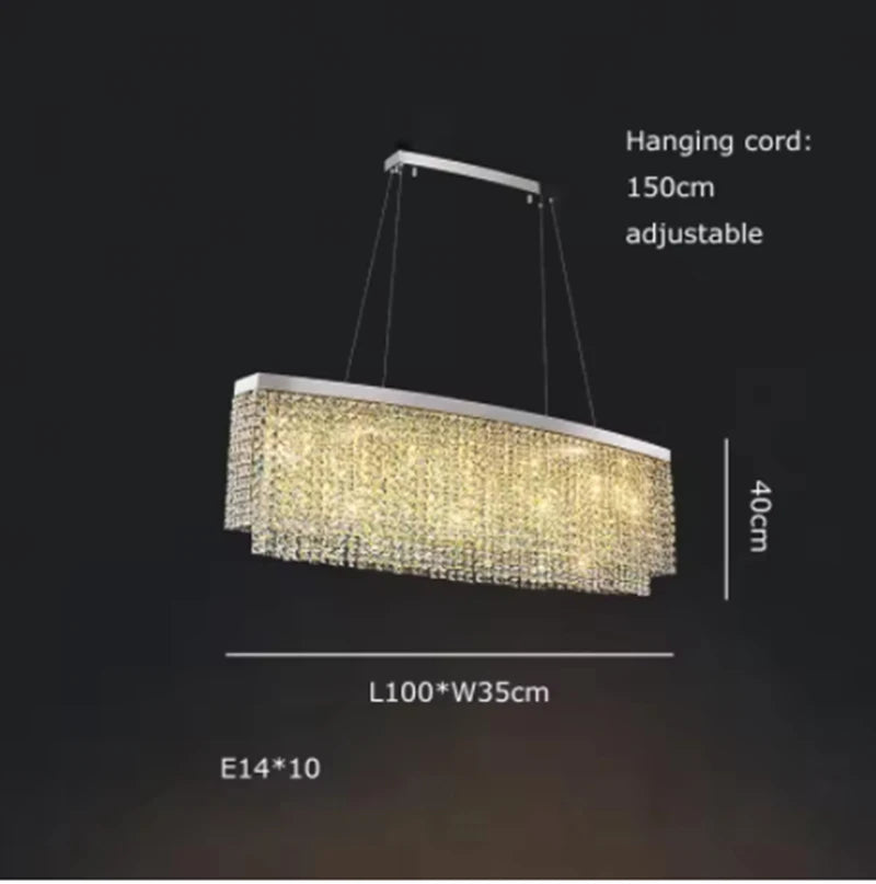 Luxury Crystal Brushes Chrome Gold Ceiling Chandeliers Hanging Lamps Lamp Gloss Home Decor Oval For Dining Table Arrival 8-12 days
