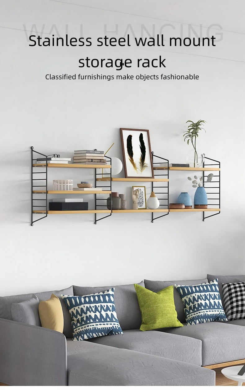 Wall Mounted Shelves Iron art Wood Hanging Book Shelf For Living Room Bedroom Storage Basket Wall Decoration Rack Doll Organizer