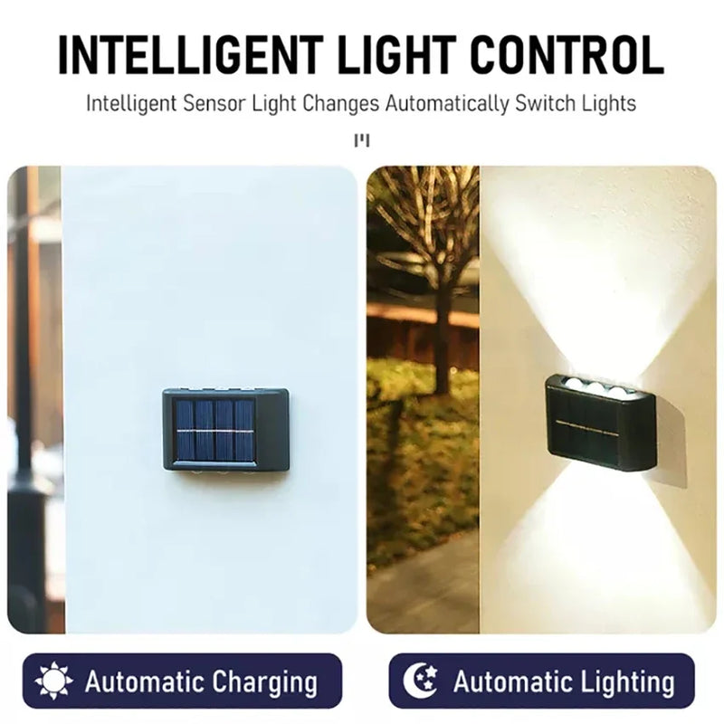 Solar Wall Lamp Outdoor Warm Light Waterproof Up And Down Luminous Lighting Balcony Yard Garden Decoration Lights Exterior Wall