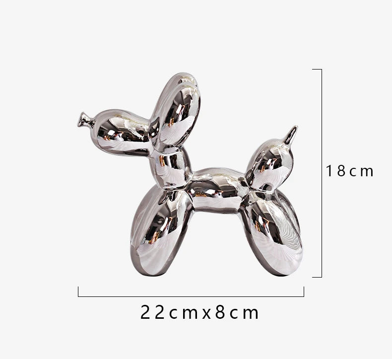 21cm Big Size Ceramic Balloon Dog Abstract Ornament Creative Sculpture Study Room Statue Home Office Accessories Decoration