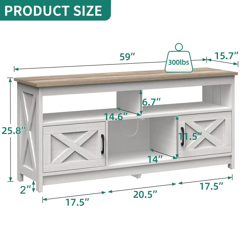 Buffet Cabinet, 59" Farmhouse Storage Sideboard with Barn Door for Home Dinning Living Room, Grey Wash NEW USA