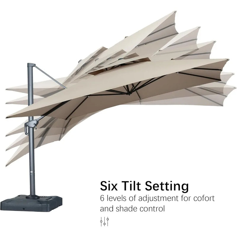10' X 13' Double Top Cantilever Patio Umbrella Deluxe Large Outdoor Umbrella with Fade Resistance Rectangle Offset Umbrella