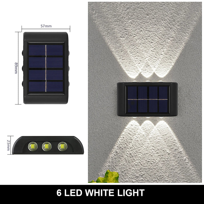 10/8/6/4LED Solar Wall Lamp Outdoor Waterproof Up and Down Luminous Lighting for Garden Fence Decoration Sunlight Light