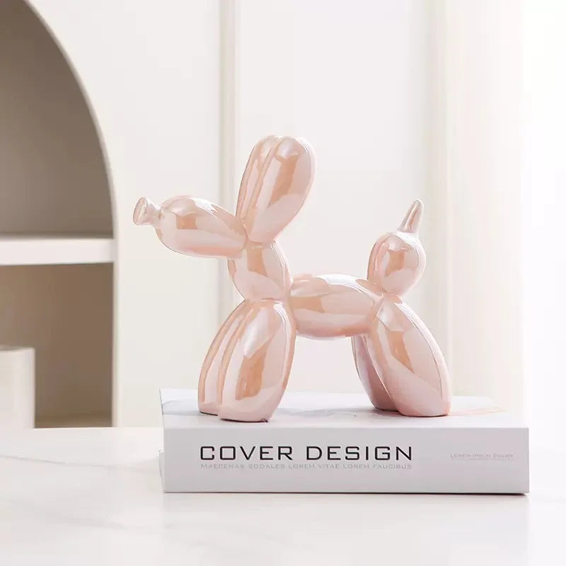 21cm Big Size Ceramic Balloon Dog Abstract Ornament Creative Sculpture Study Room Statue Home Office Accessories Decoration