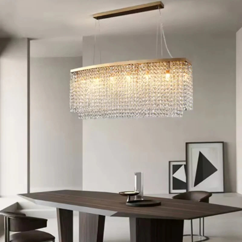 Luxury Crystal Brushes Chrome Gold Ceiling Chandeliers Hanging Lamps Lamp Gloss Home Decor Oval For Dining Table Arrival 8-12 days