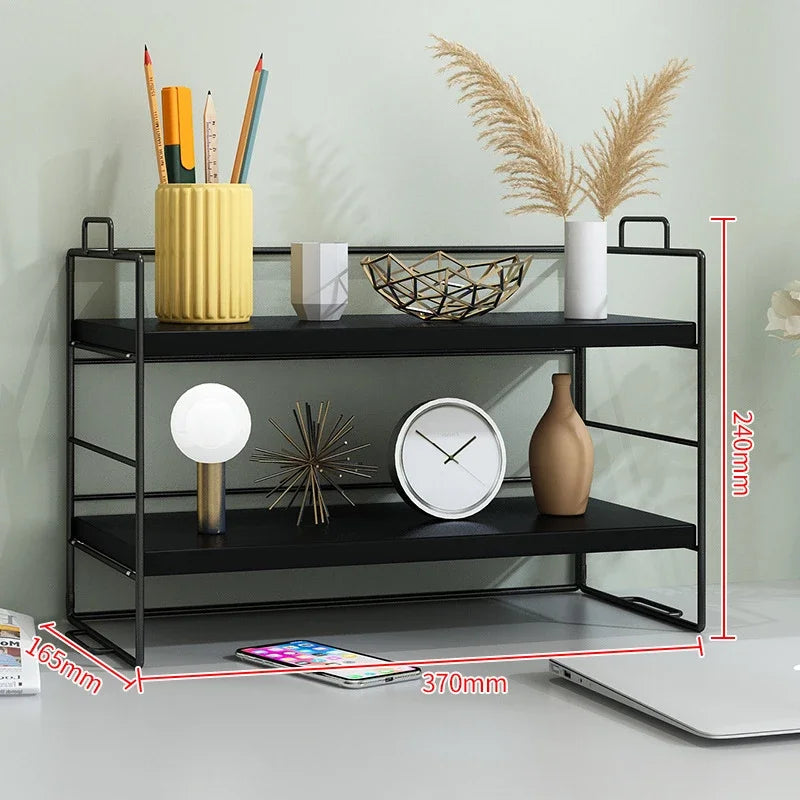 Desktop Bookshelf Organizer Multi-Layer Storage Rack Wooden Flower Shelf Kitchen Organizer Save Space Bedroom Makeup Stand Rack