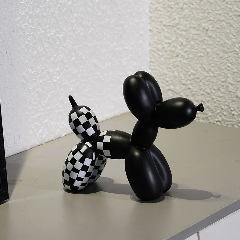 Vilead Plaid Balloon Dog Ornament INS Light Luxury Tabletop Shelf Living Room Home Office Decoration Accessories Modern Art Gift
