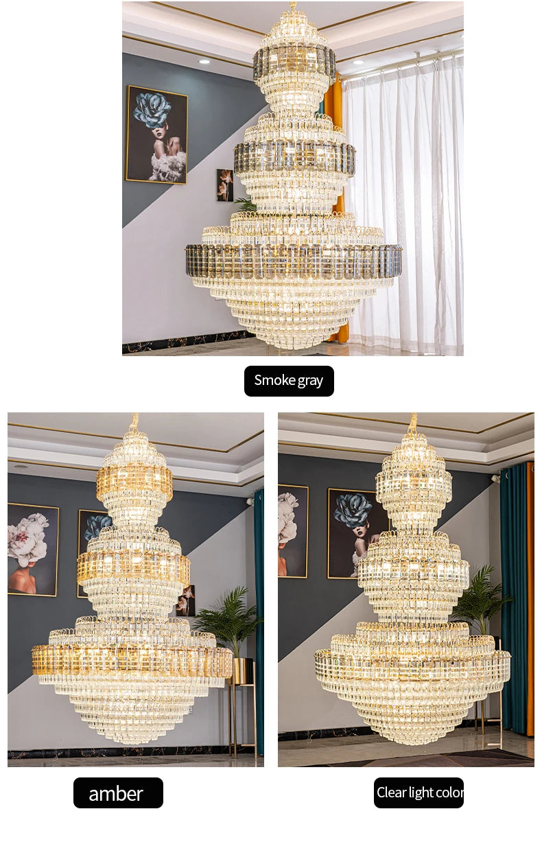 European Duplex Chandelier Luxury Hotel Lobby Loft Crystal Light Creative Personality Villa Living Room Stairwell Big Hanging, this Beauty ships from Europe, Arrival 29- 42 days