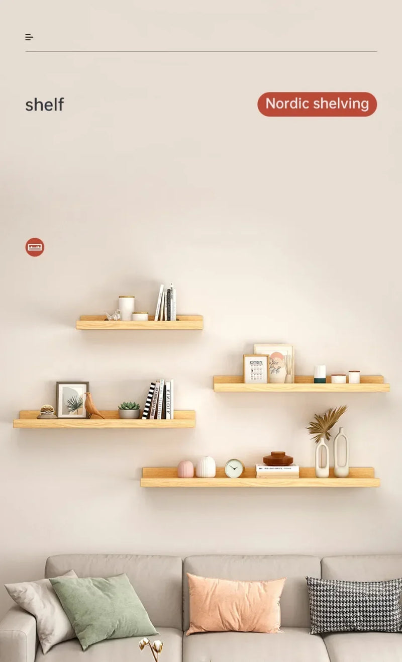 Wall Wood Floating Shelves Display Rack Wall Partition Laminate Hanging Hole-free Storage Shelf Home Closet Bathroom Organizer