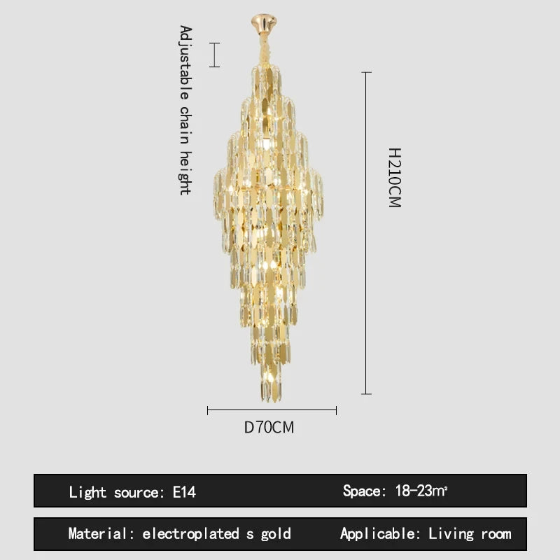 Duplex Building Chandelier Villa Living Room Crystal Lamp Hotel Luxury Chandelier High-end Spiral Staircase Long Chandelier. Gorgeous beauty arrives 30-42 days