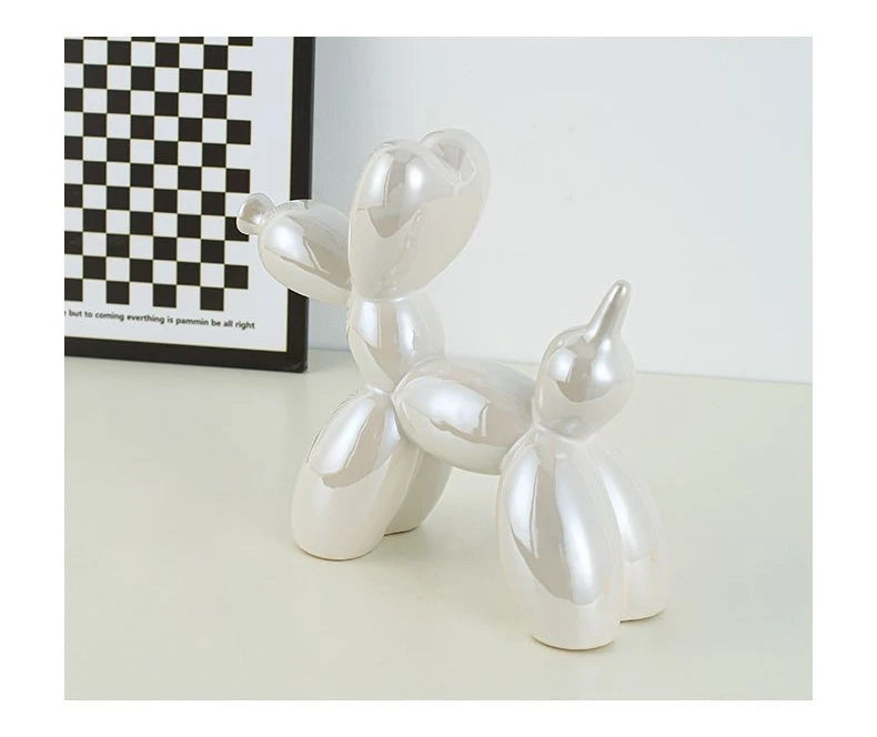 21cm Big Size Ceramic Balloon Dog Abstract Ornament Creative Sculpture Study Room Statue Home Office Accessories Decoration