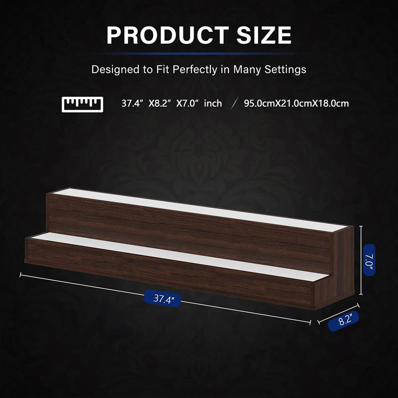 LED Lighted Liquor Shelves Wooden Bottle Display Shelf with App Remote Control For Home Bar Pub Restaurants Party Supplies