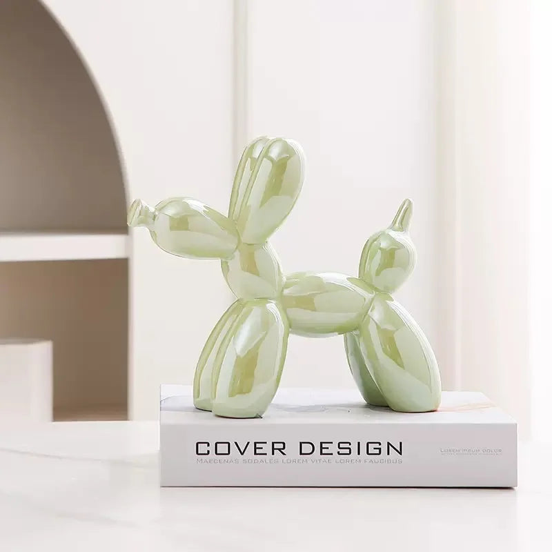 21cm Big Size Ceramic Balloon Dog Abstract Ornament Creative Sculpture Study Room Statue Home Office Accessories Decoration