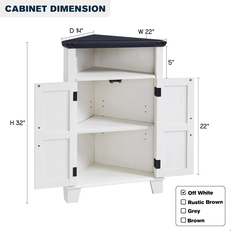 Corner bathroom cabinet with barn door and adjustable shelf, small corner cabinet, kitchen cabinet, bathroom storage cabinet