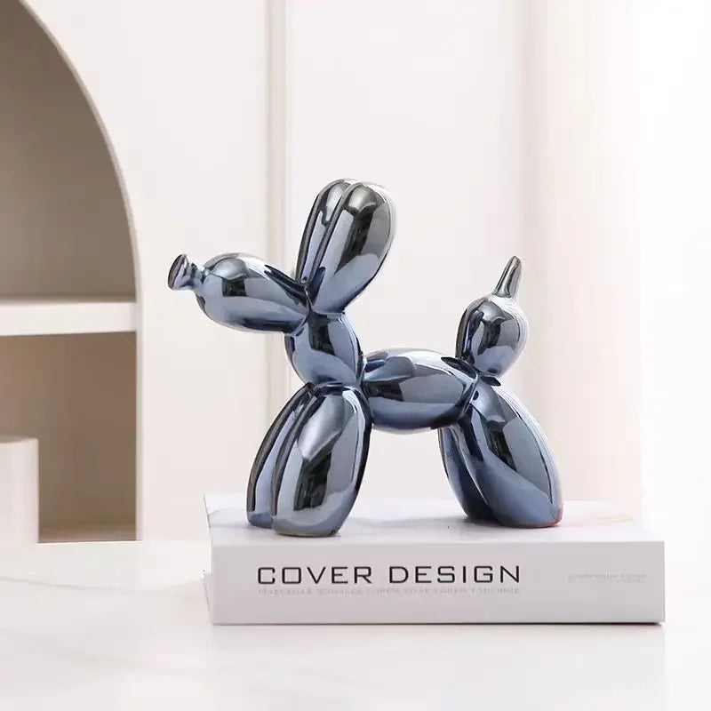22cm Creative Balloon Dog Abstract Ceramic Ornament Sculpture Study Room Statue Home Office Accessories Decoration Gift