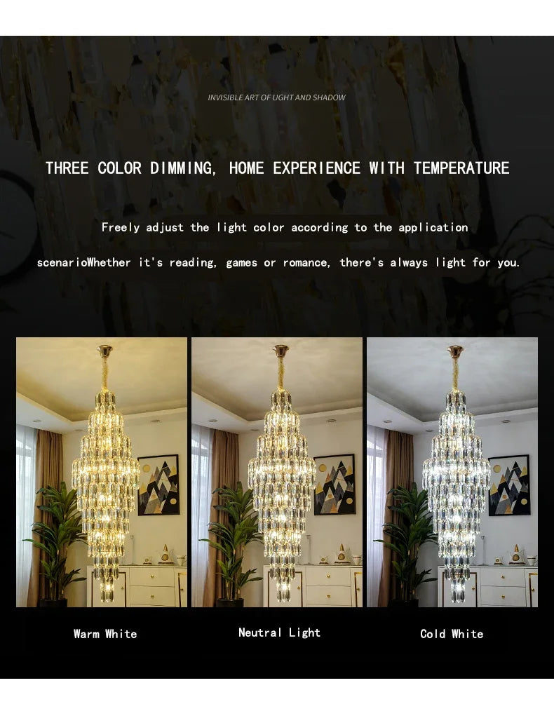 Duplex Building Chandelier Villa Living Room Crystal Lamp Hotel Luxury Chandelier High-end Spiral Staircase Long Chandelier. Gorgeous beauty arrives 30-42 days