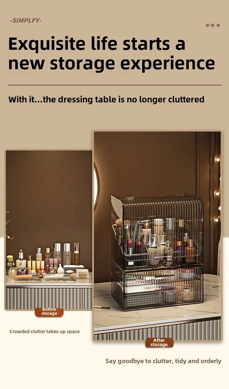 Cosmetics Storage Box Dresser Skin Care Products Shelf Lipstick Makeup Brush Desktop Large Capacity Organizing Box