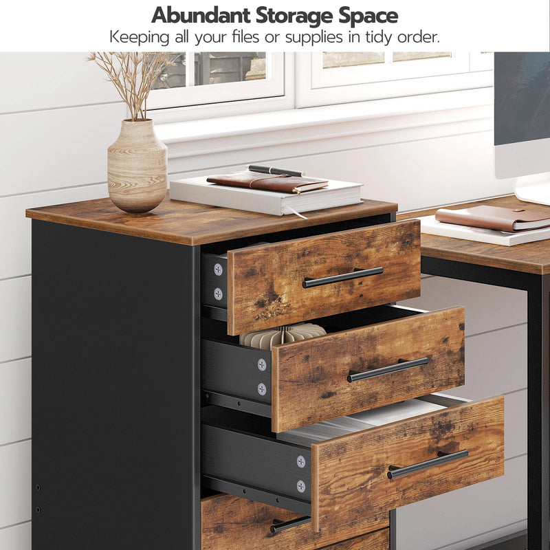 HOOBRO 7-Drawer Chest Wooden File Cabinet, Office Cabinet with Drawers, Storage Cabinet, for Home Office