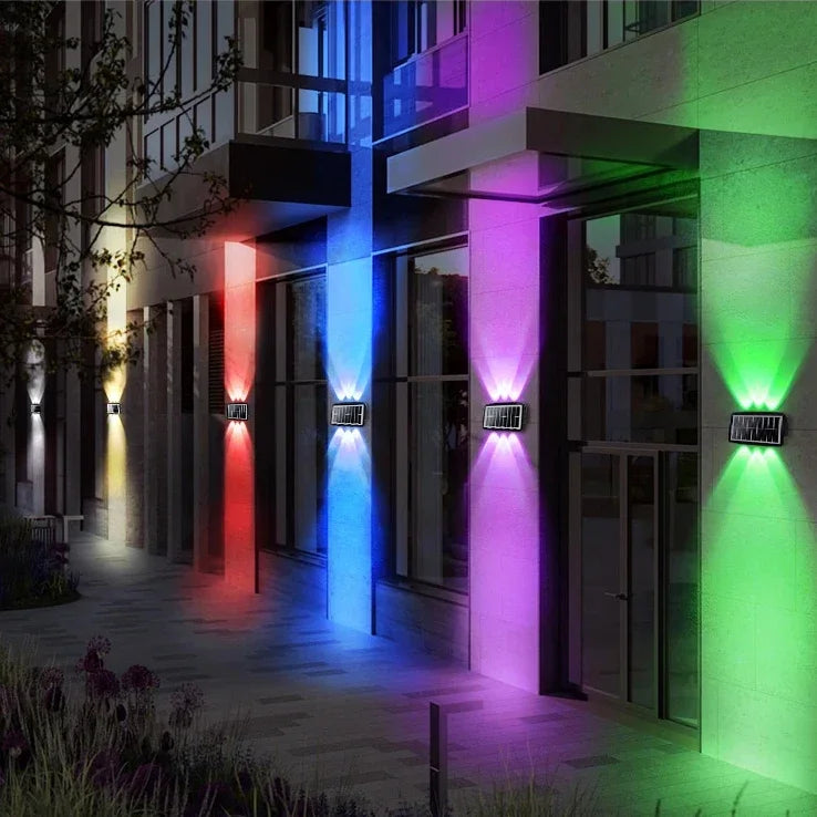 Solar LED Spotlight Outdoor Waterproof Upper Lower Lighting Porch Lights Solar Powered Streetlight for Balcony Courtyard Garden