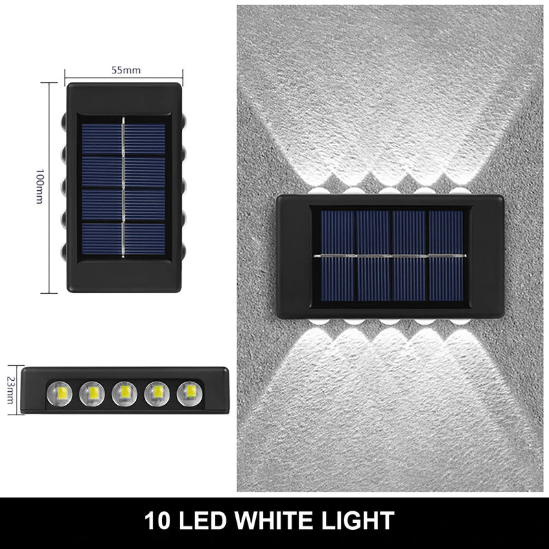 10/8/6/4LED Solar Wall Lamp Outdoor Waterproof Up and Down Luminous Lighting for Garden Fence Decoration Sunlight Light