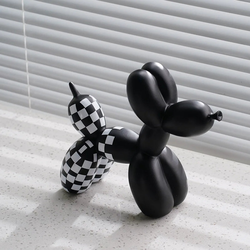 Vilead Plaid Balloon Dog Ornament INS Light Luxury Tabletop Shelf Living Room Home Office Decoration Accessories Modern Art Gift