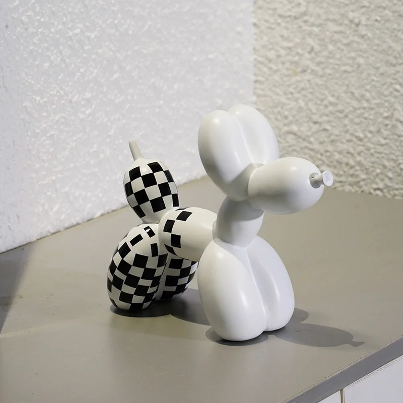 Vilead Plaid Balloon Dog Ornament INS Light Luxury Tabletop Shelf Living Room Home Office Decoration Accessories Modern Art Gift