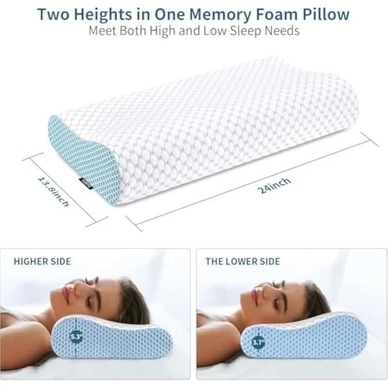 Memory Foam Pillows Neck Pillow for Pain Relief, Ergonomic Cervical Pillow Neck Shoulder Support Bed Pillow for Side Back Stoma
