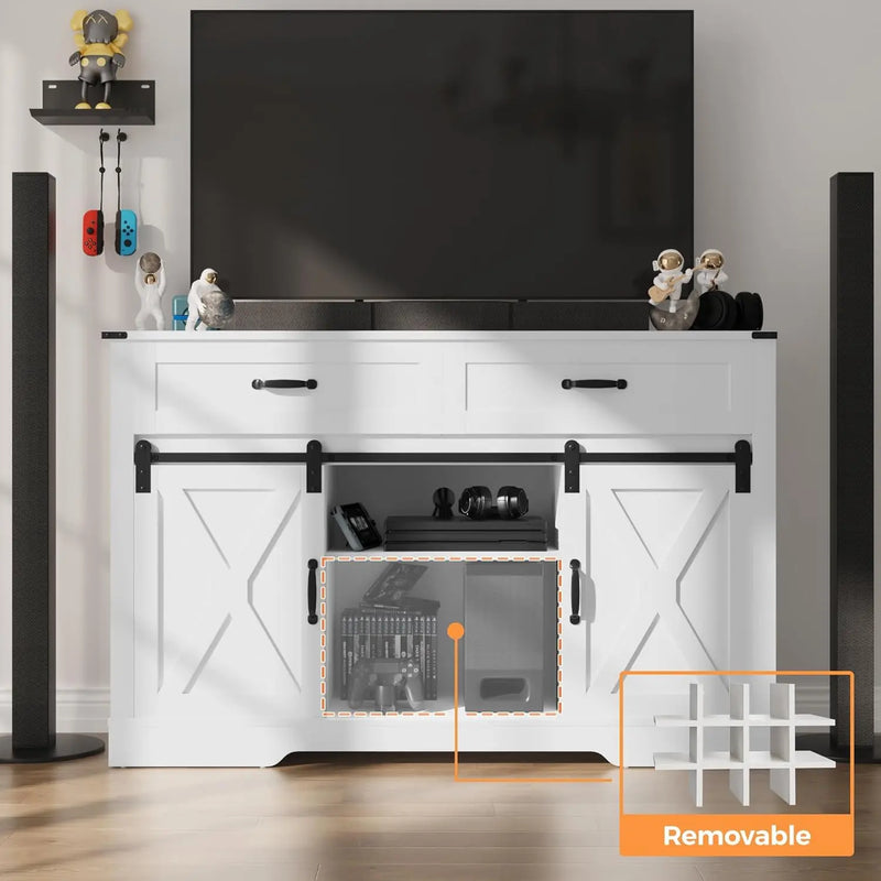 Coffee Bar Cabinet, Farmhouse Sideboard Buffet Table with Storage, Wood Credenza Console Cabinet with Doors and Shelves