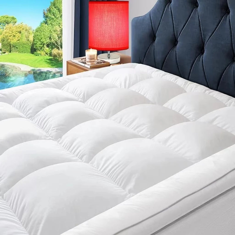 Mattress Topper for Back Pain, Extra Thick Mattress Cover Quilted Fitted Mattress Protector Plush Pillow Top Deep Elastic Pocket