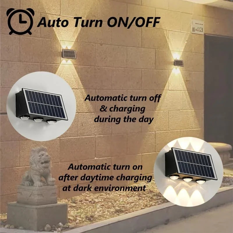 Solar LED Spotlight Outdoor Waterproof Upper Lower Lighting Porch Lights Solar Powered Streetlight for Balcony Courtyard Garden