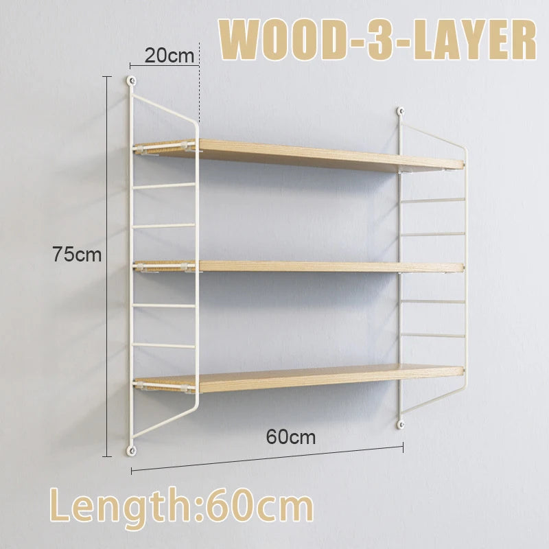 Wall Mounted Shelves Iron art Wood Hanging Book Shelf For Living Room Bedroom Storage Basket Wall Decoration Rack Doll Organizer
