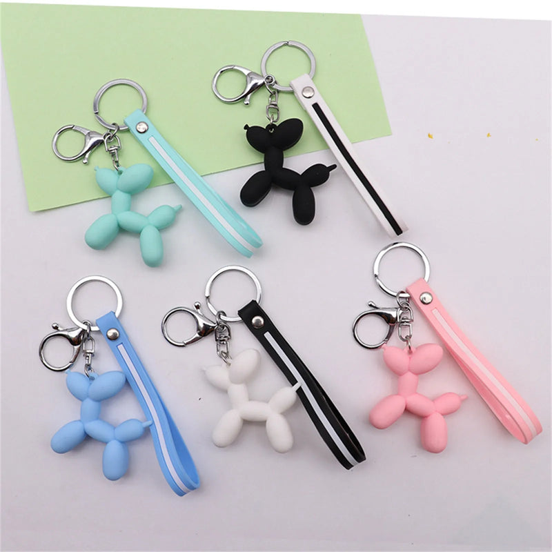 Cute Bag Purse Ornaments Creative Balloon Dog Cute Dog Keychain Custom Pvc Cartoon Keyring 3d Soft Silicone Key Chain брелки