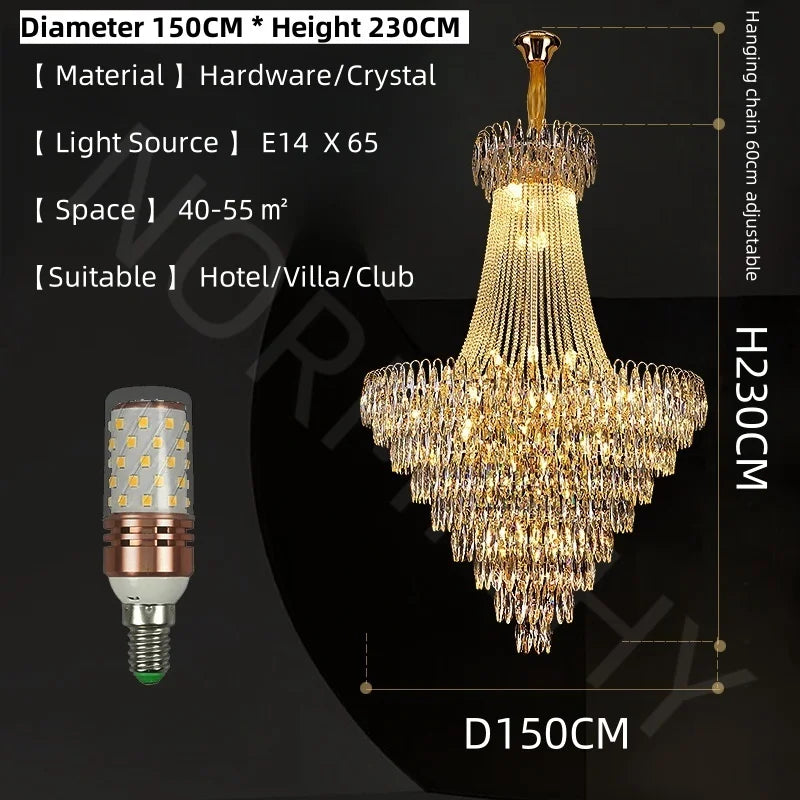 Nordic Modern Crystal Chandelier Wedding Hall Villa Hotel Hall Living Room Home Decoration Ceiling Light Luxurious Pendent Lamp.this beauty will arrive 22-44 days