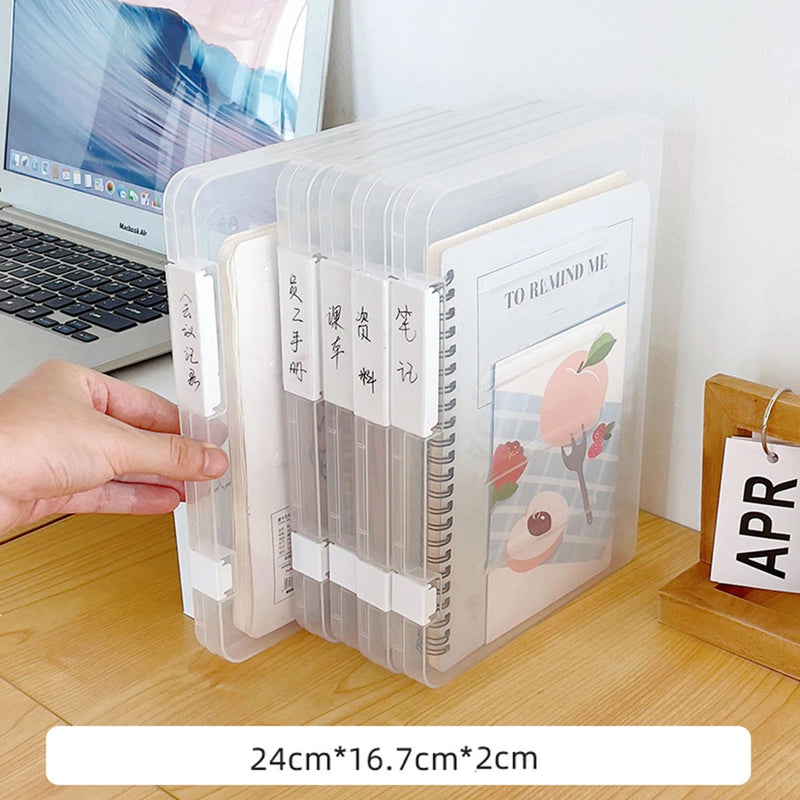 Desktop File Storage Box A4 Document Organizer Case With Lid Stackable Stationery Storage Box Cabinet Desk Clear Container