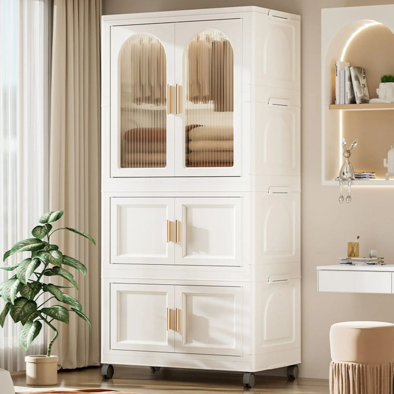 25.59" Side Wide Folding Wardrobe with Magnetic Door