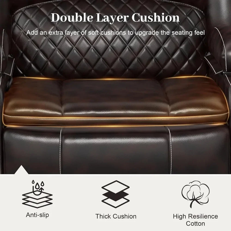 3 Seater Recliner Sofa Set with 2-Tier Cushion, 3+1 Pieces in Living Room, 3 Seater Reclining Couch Leather