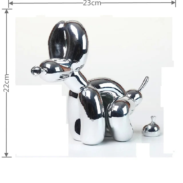 Balloon Dog Statue for Home Decoration, Resin Animal Sculpture, Doggy Poo, Standing Craft, Office Decor, Black and Gold