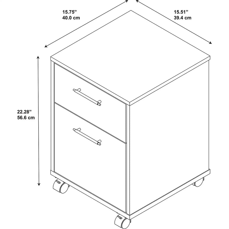 Bush Furniture Key West Mobile File Cabinet, 2 Drawer, Washed Gray