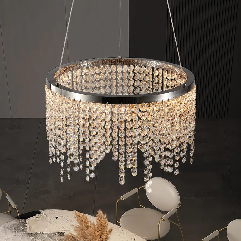 15.7-inch Fancy hanging ceiling lamps luxury modern pendant light crystal chandelier,Polished chrome finish Arrival 6-10 days