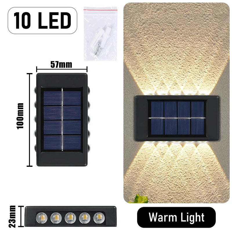 10/8/6/4LED Solar Wall Lamp Outdoor Waterproof Up and Down Luminous Lighting for Garden Fence Decoration Sunlight Light