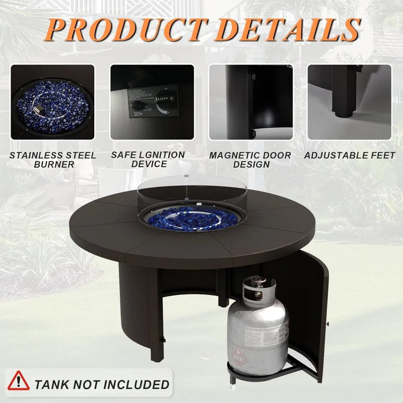 7 Piece Metal Outdoor Patio Furniture Set with Round Fire Pit Table, Patio Conversation Sets, Garden Furniture Sets