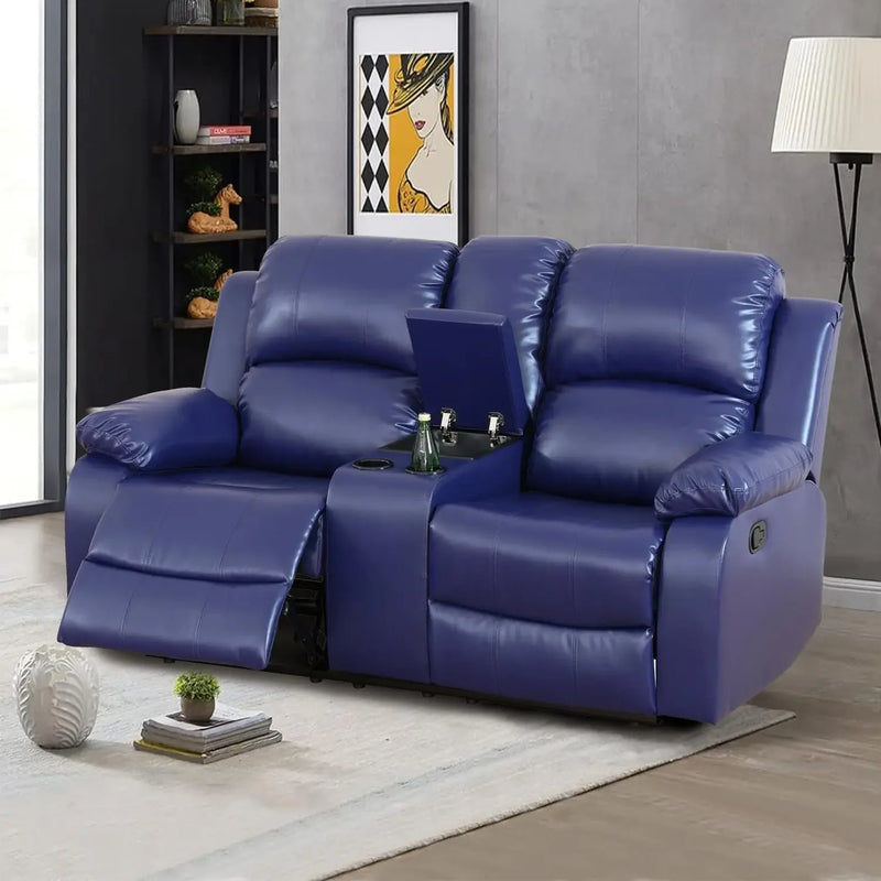 Ginger Leather Reclining Sofa Set for Living Room Set,Recliner Sofa with Drop Down Table/Double Recliner sofas