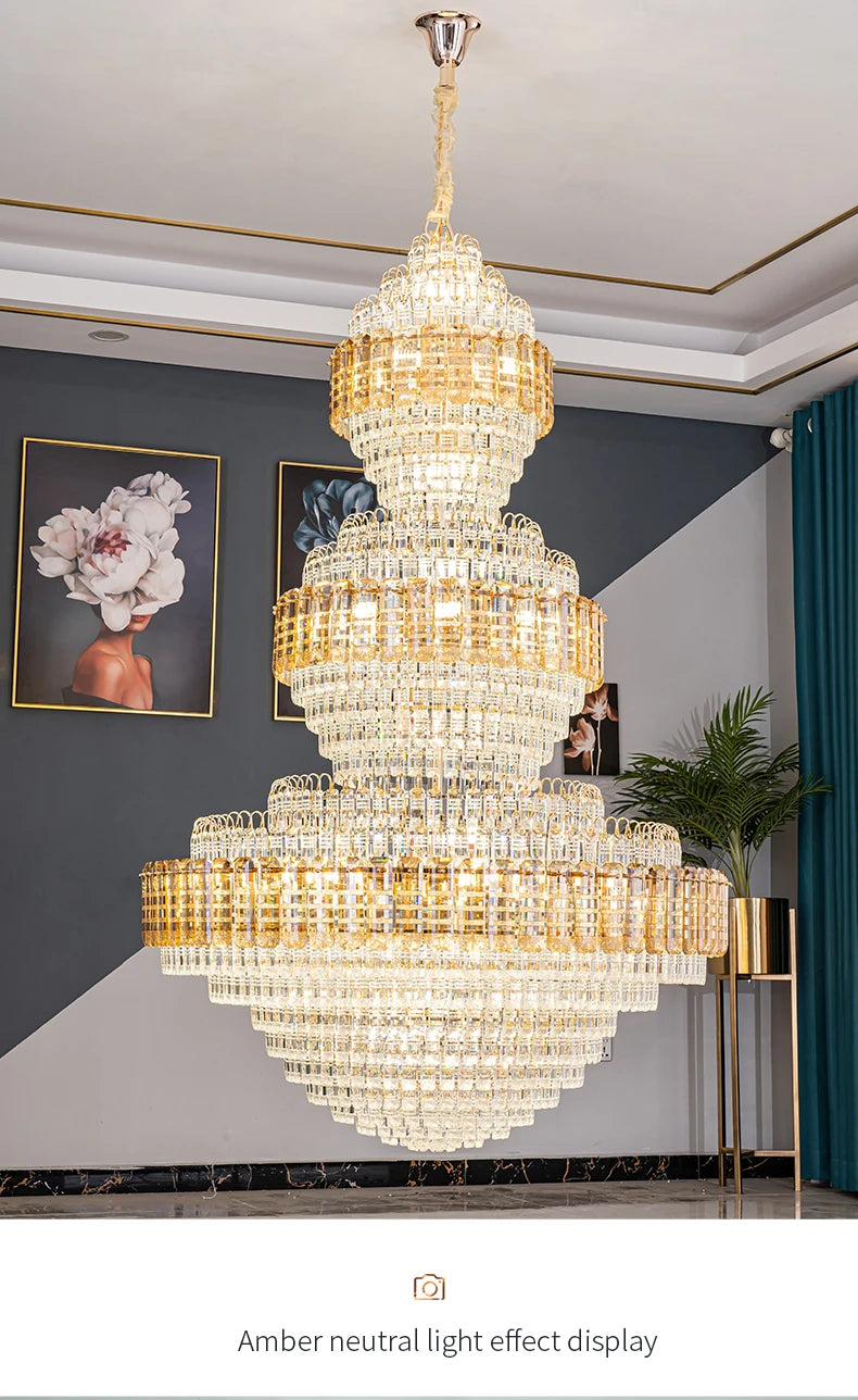 European Duplex Chandelier Luxury Hotel Lobby Loft Crystal Light Creative Personality Villa Living Room Stairwell Big Hanging, this Beauty ships from Europe, Arrival 29- 42 days