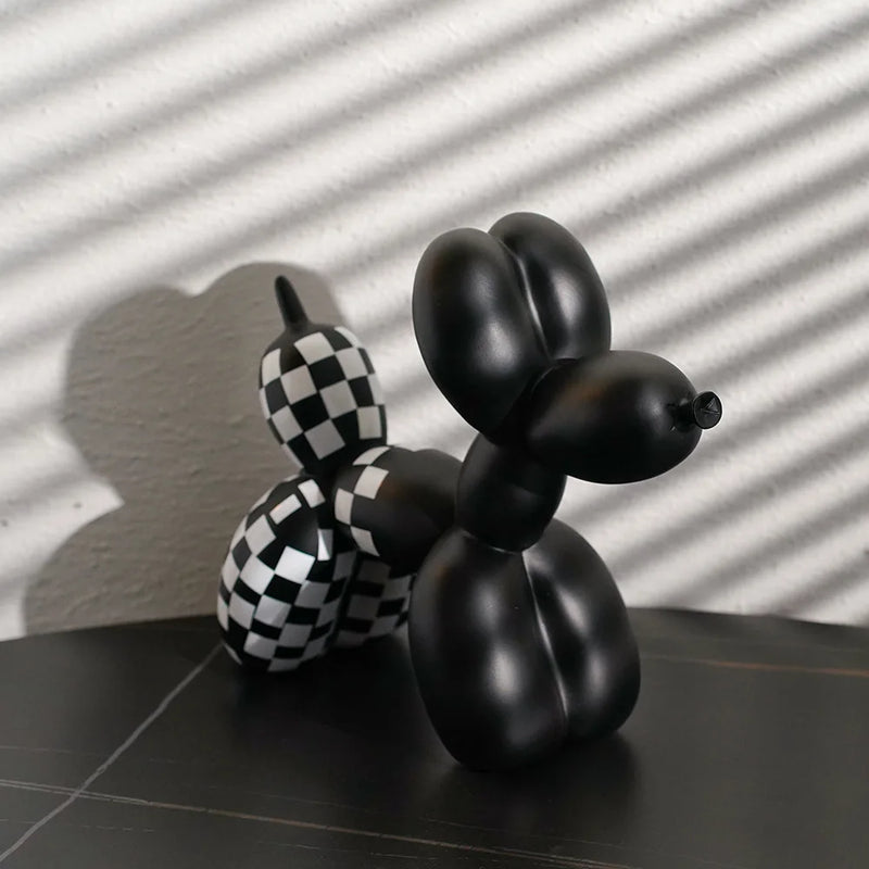Vilead Plaid Balloon Dog Ornament INS Light Luxury Tabletop Shelf Living Room Home Office Decoration Accessories Modern Art Gift