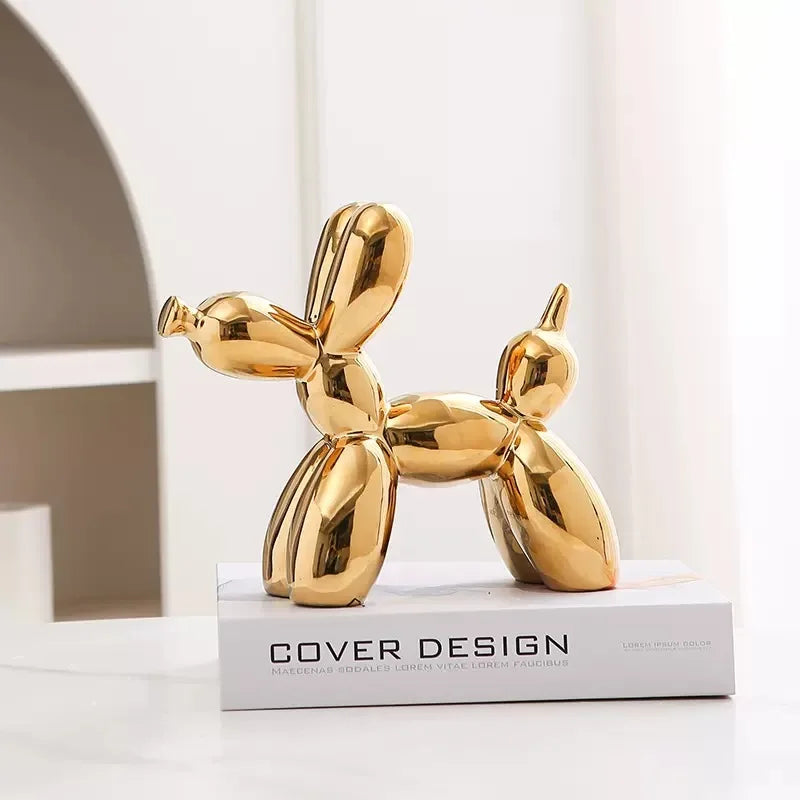 21cm Big Size Ceramic Balloon Dog Abstract Ornament Creative Sculpture Study Room Statue Home Office Accessories Decoration