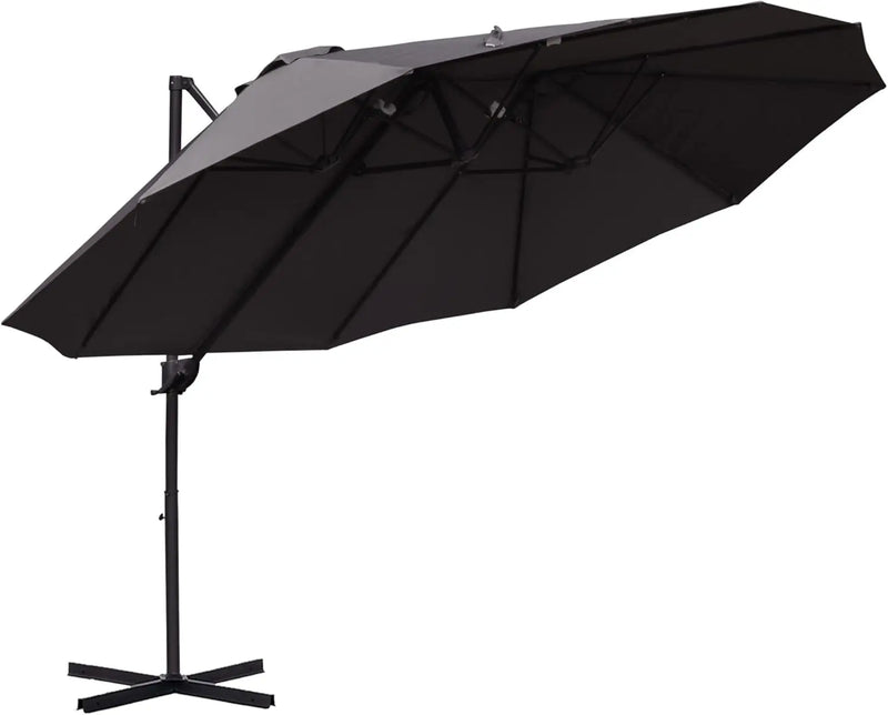 Patio Umbrella Double-Sided Outdoor Market Extra Large Umbrella with Crank, Cross Base for Deck, Lawn, Backyard an